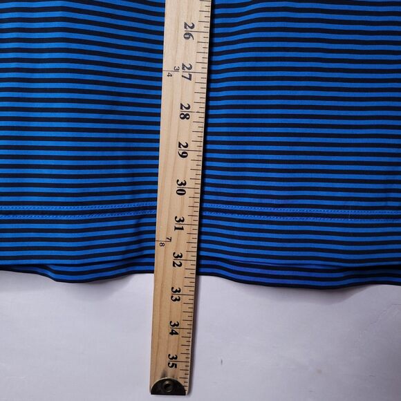 Footjoy Polo Shirt Mens Medium Striped Blue Golf Performance Activewear - Picture 7 of 12